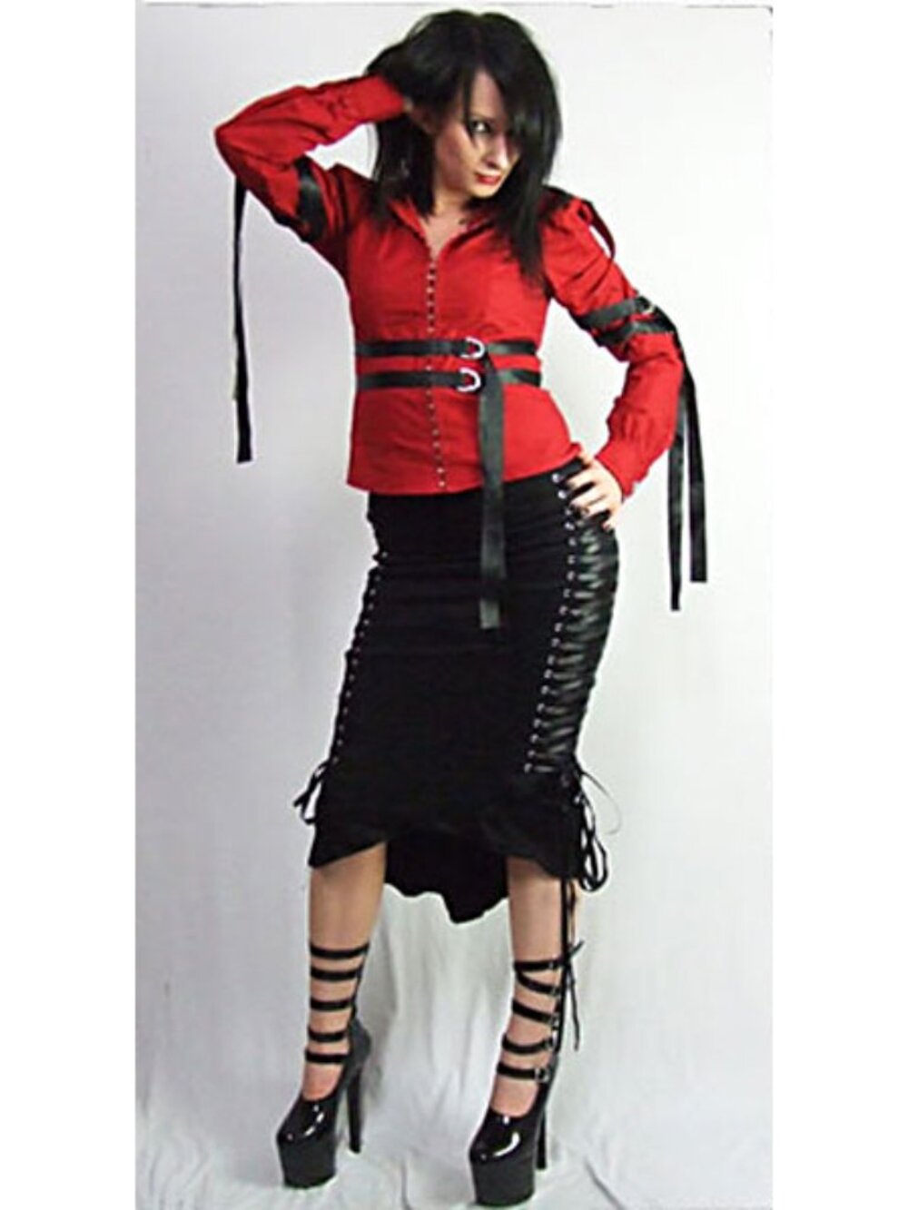 XS Necessary Evil NEW OLD STOCK Black Canvas Corset Tie Mermaid Fit Flare Skirt